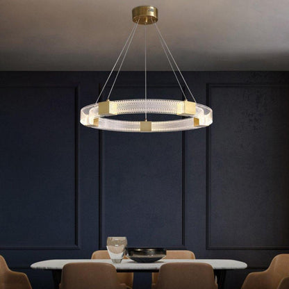 Modern Parallel Ring LED Chandelier with Dimmable Lighting & Energy Ef