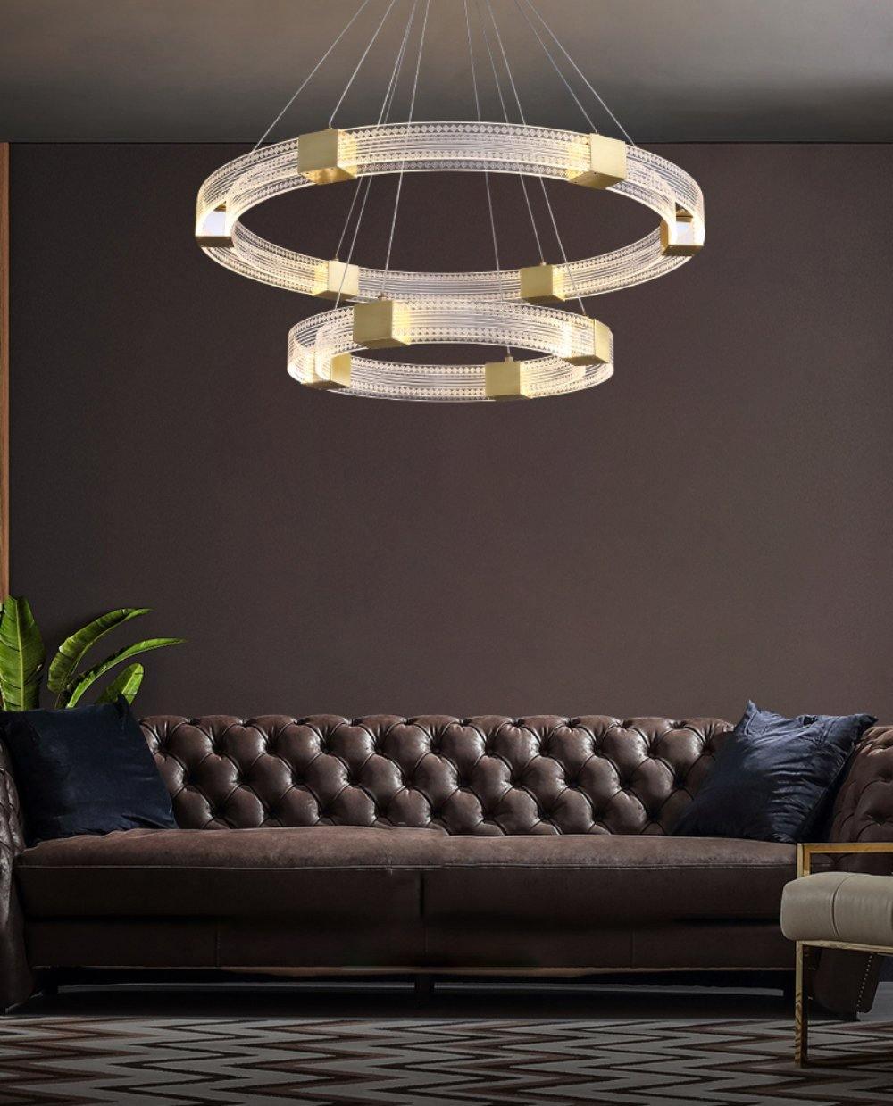 Modern Parallel Ring LED Chandelier with Dimmable Lighting & Energy Ef