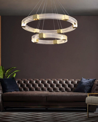 Modern Parallel Ring LED Chandelier with Dimmable Lighting & Energy Ef