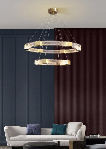 Modern Parallel Ring LED Chandelier with Dimmable Lighting & Energy Ef