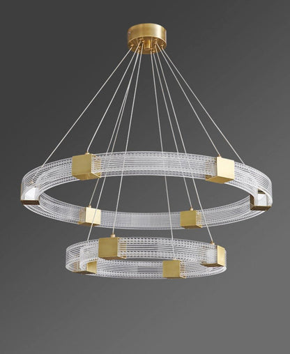 Modern Parallel Ring LED Chandelier with Dimmable Lighting & Energy Ef