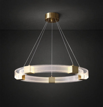 Modern Parallel Ring LED Chandelier with Dimmable Lighting & Energy Ef