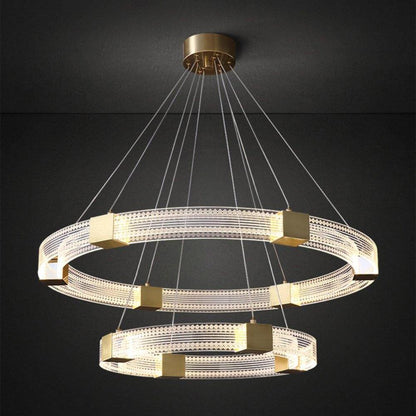 Modern Parallel Ring LED Chandelier with Dimmable Lighting & Energy Ef