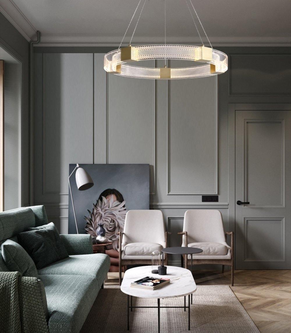 Modern Parallel Ring LED Chandelier with Dimmable Lighting & Energy Ef