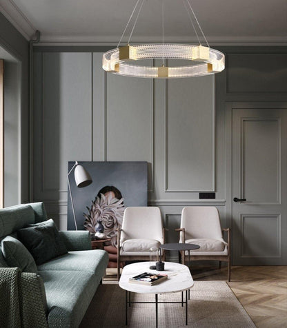 Modern Parallel Ring LED Chandelier with Dimmable Lighting & Energy Ef