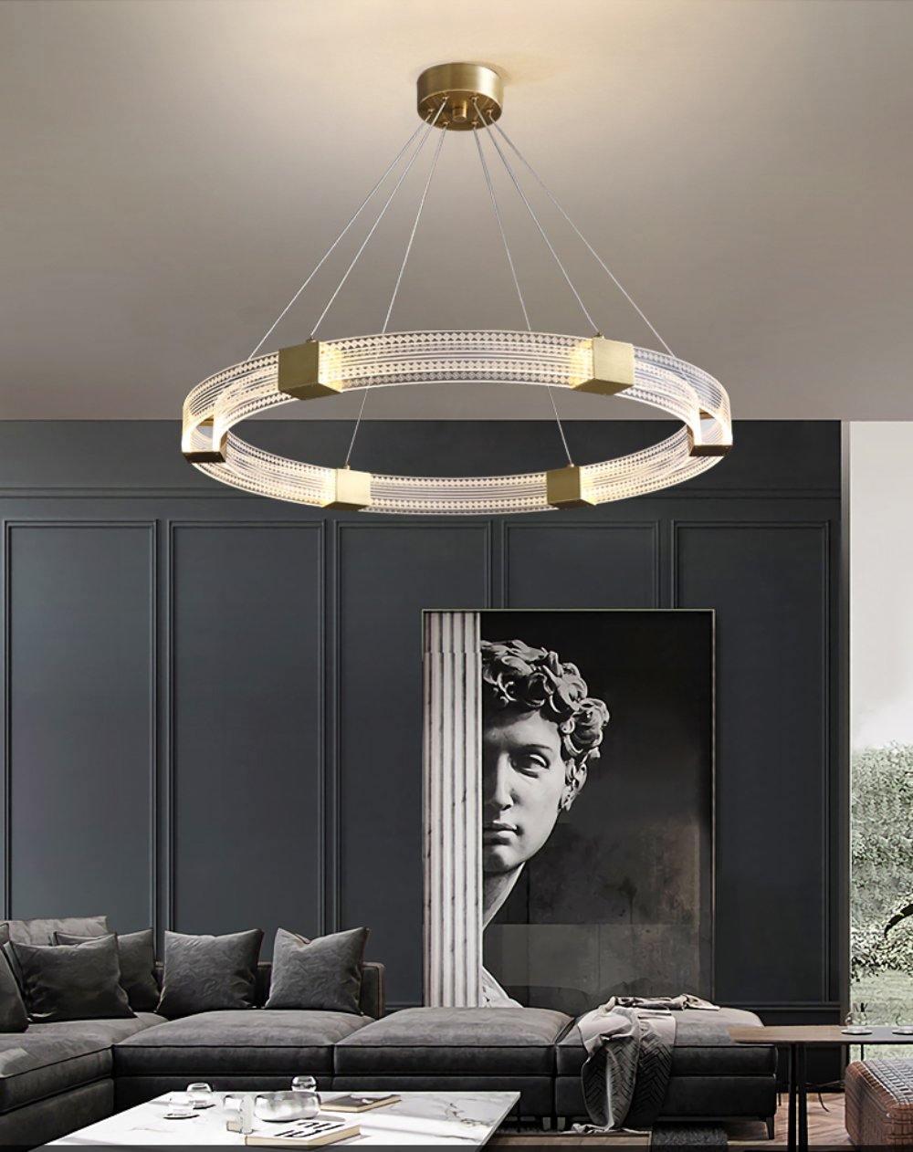 Modern Parallel Ring LED Chandelier with Dimmable Lighting & Energy Ef