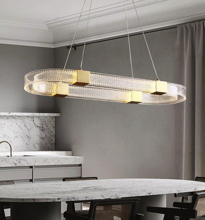 Modern Parallel Ring LED Chandelier with Dimmable Lighting & Energy Ef