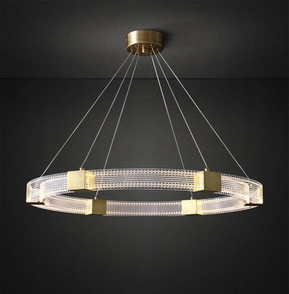 Modern Parallel Ring LED Chandelier with Dimmable Lighting & Energy Ef