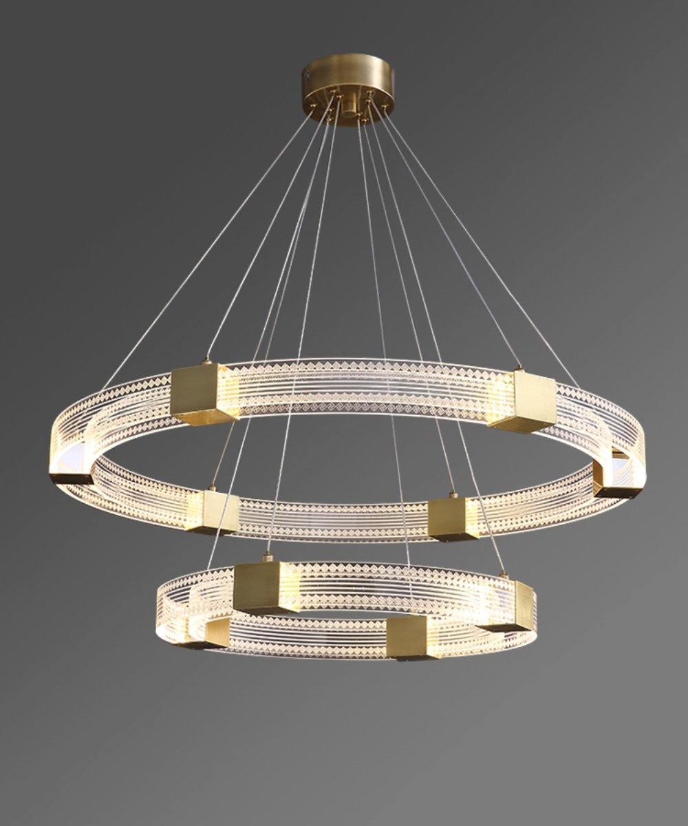 Modern Parallel Ring LED Chandelier with Dimmable Lighting & Energy Ef