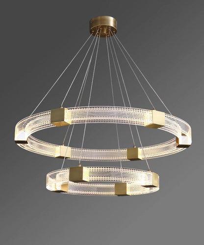 Modern Parallel Ring LED Chandelier with Dimmable Lighting & Energy Ef