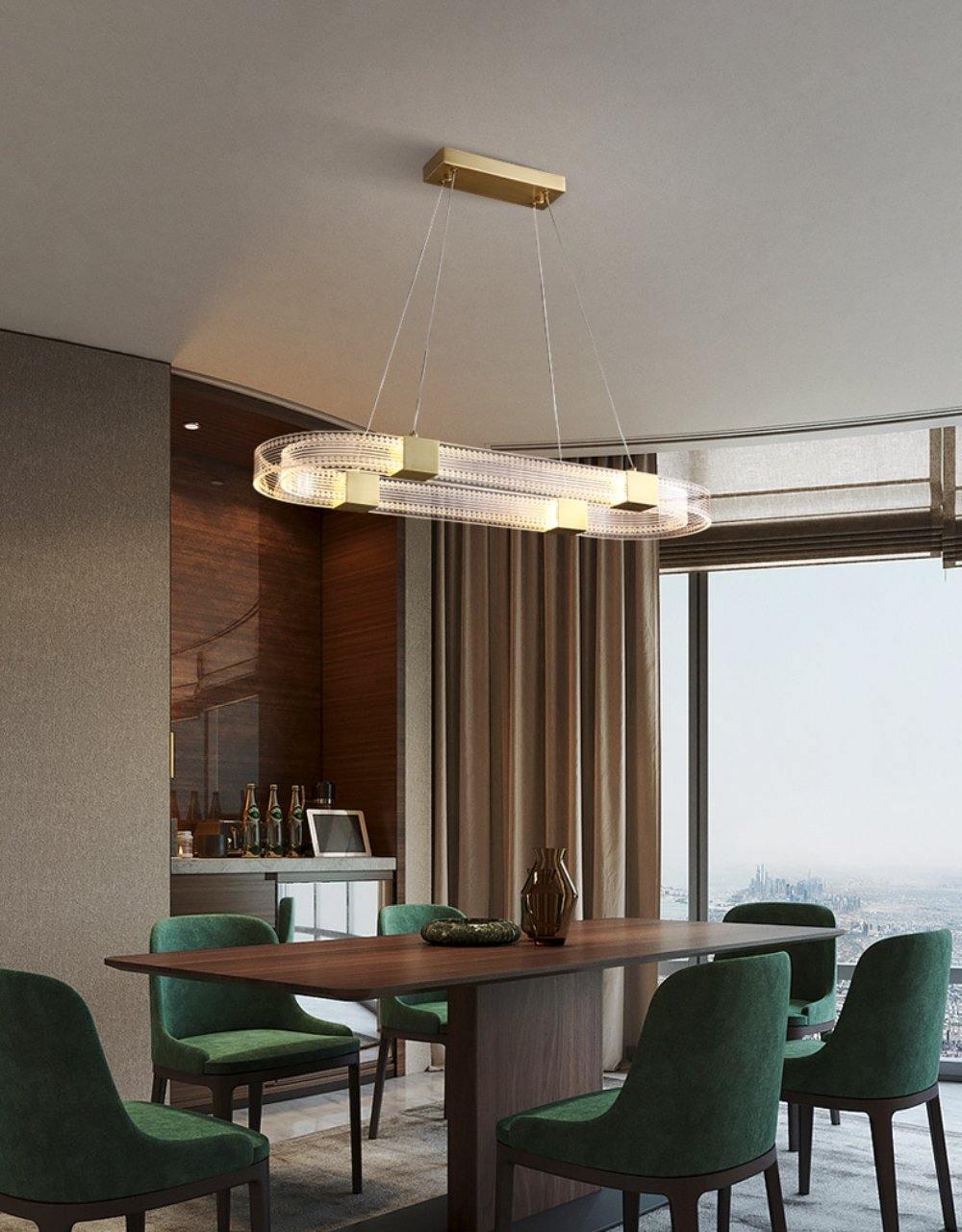Modern Parallel Ring LED Chandelier with Dimmable Lighting & Energy Ef