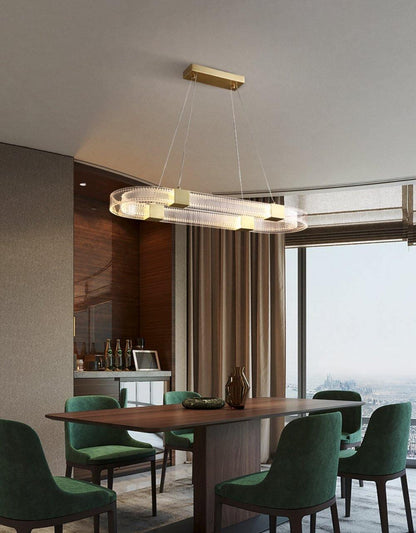 Modern Parallel Ring LED Chandelier with Dimmable Lighting & Energy Ef