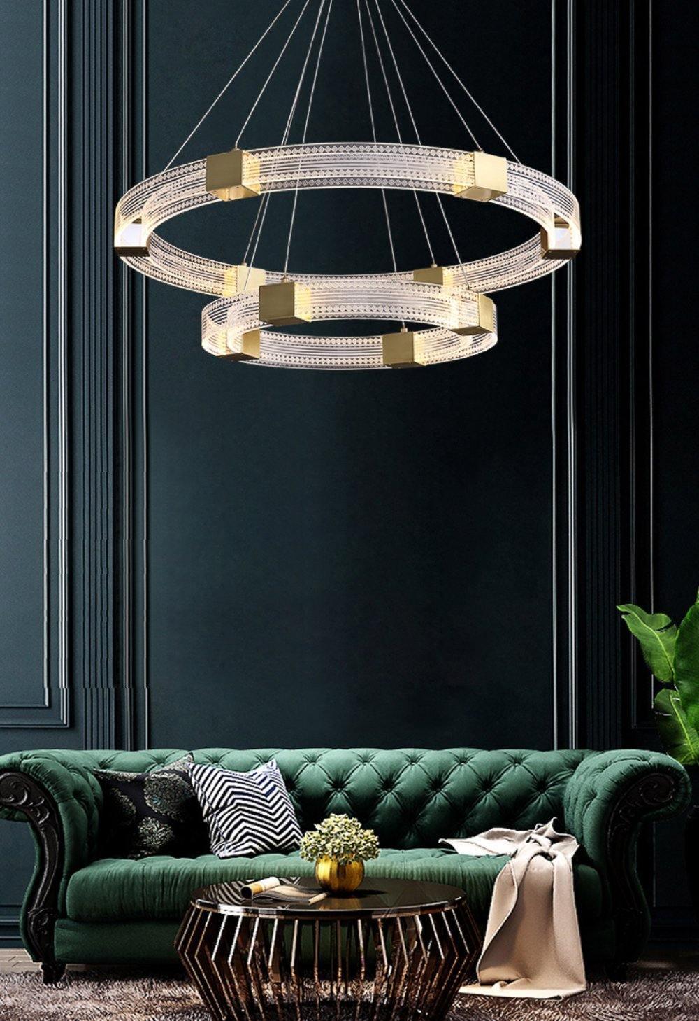 Modern Parallel Ring LED Chandelier with Dimmable Lighting & Energy Ef