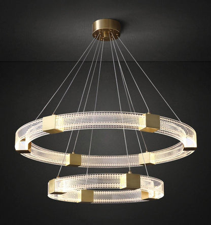 Modern Parallel Ring LED Chandelier with Dimmable Lighting & Energy Ef