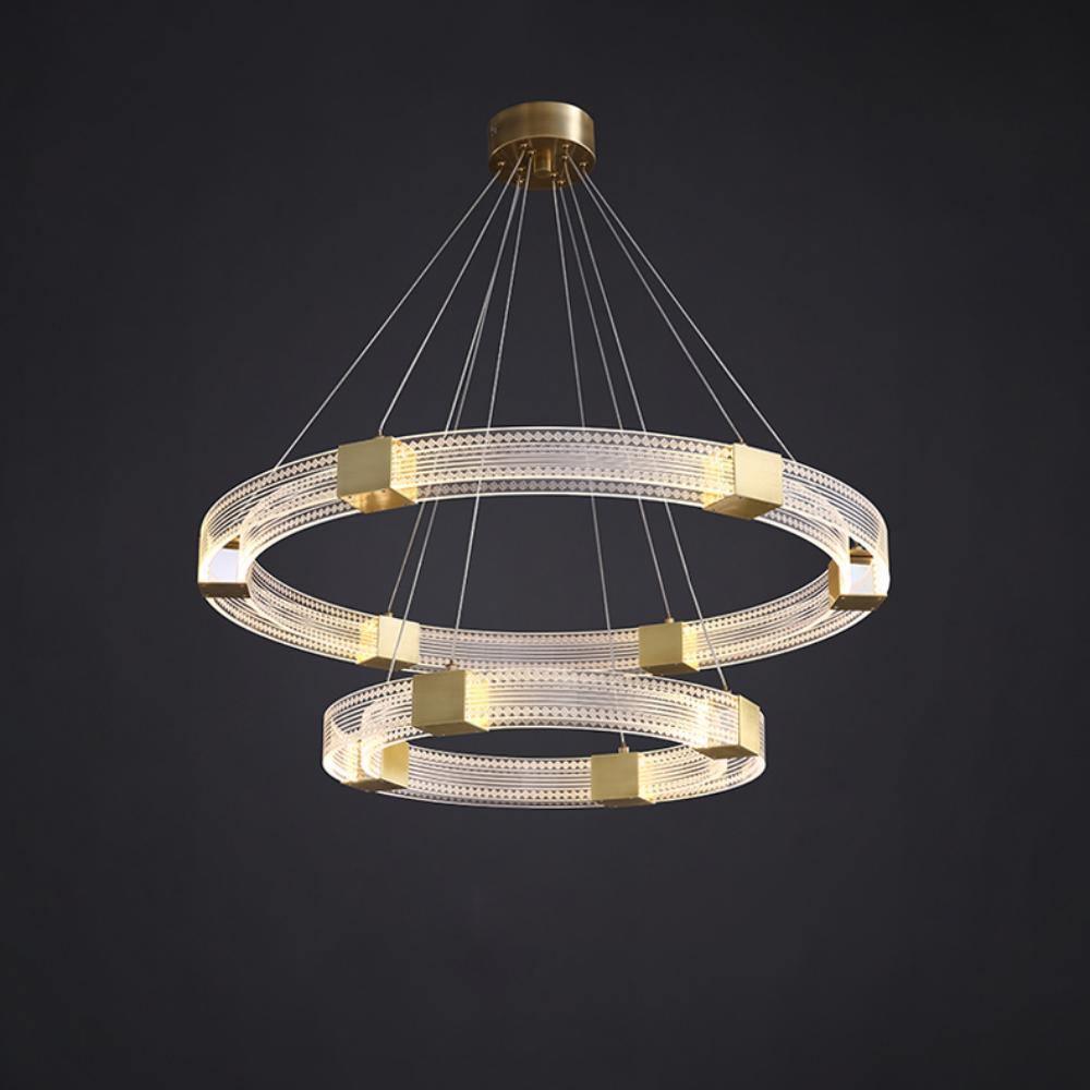 Modern Parallel Ring LED Chandelier with Dimmable Lighting & Energy Ef