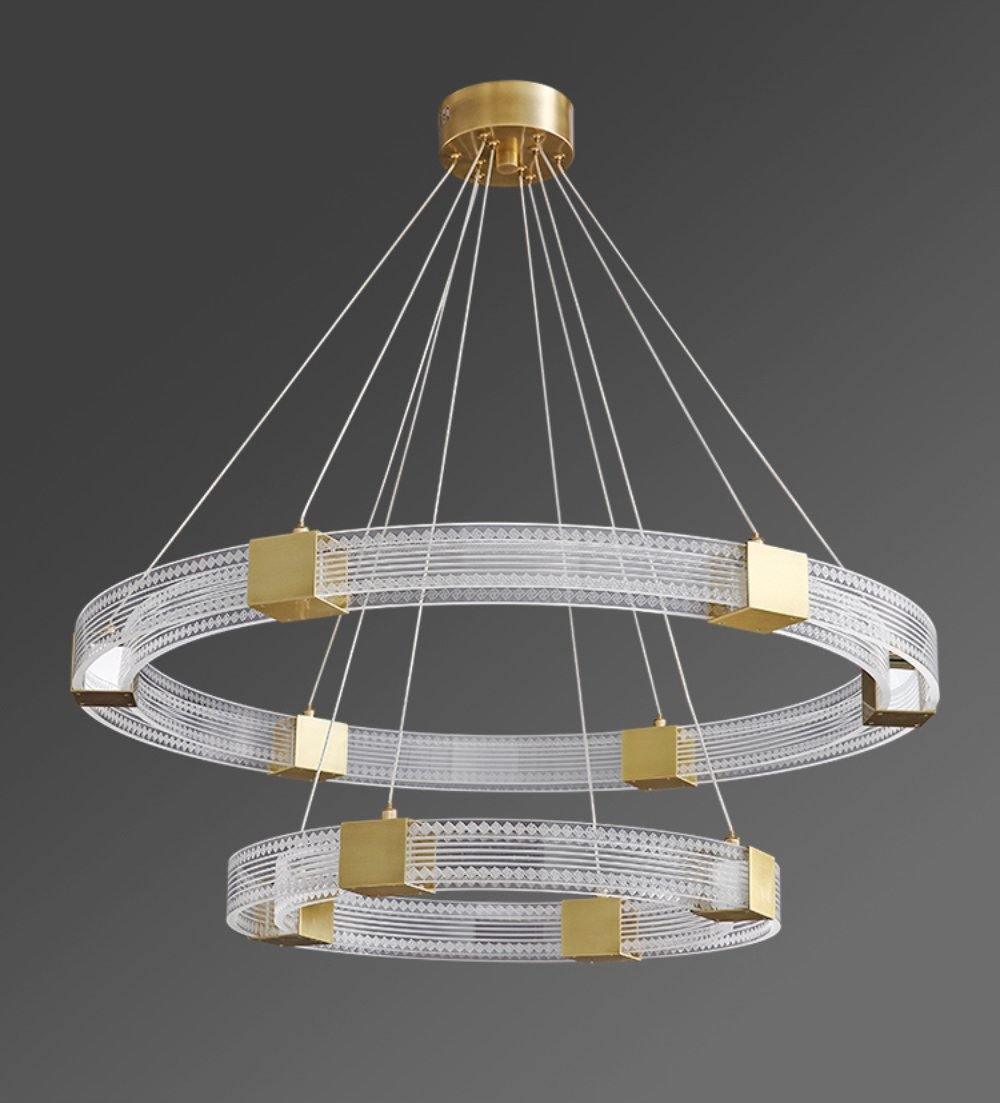 Modern Parallel Ring LED Chandelier with Dimmable Lighting & Energy Ef