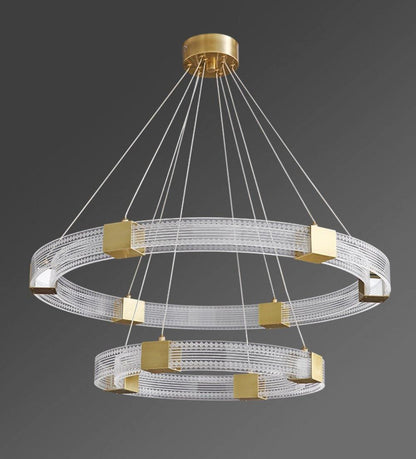 Modern Parallel Ring LED Chandelier with Dimmable Lighting & Energy Ef