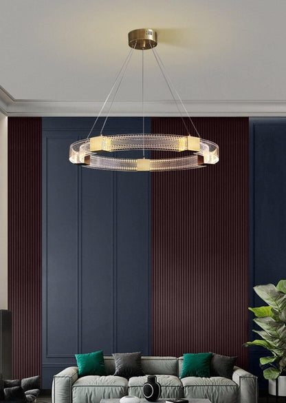 Modern Parallel Ring LED Chandelier with Dimmable Lighting & Energy Ef