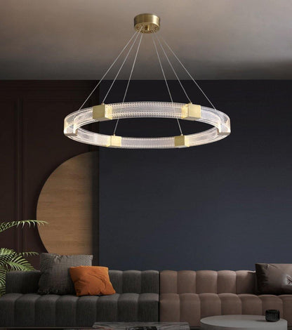 Modern Parallel Ring LED Chandelier with Dimmable Lighting & Energy Ef