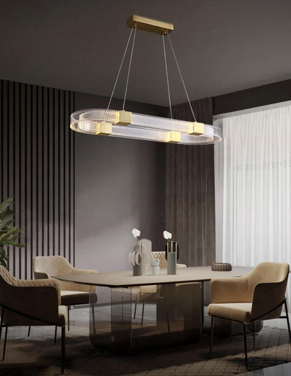Modern Parallel Ring LED Chandelier with Dimmable Lighting & Energy Ef
