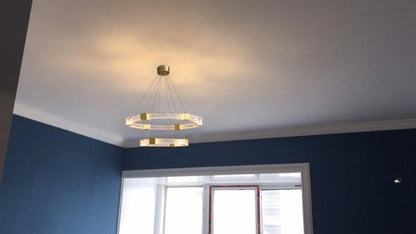 Modern Parallel Ring LED Chandelier with Dimmable Lighting & Energy Ef