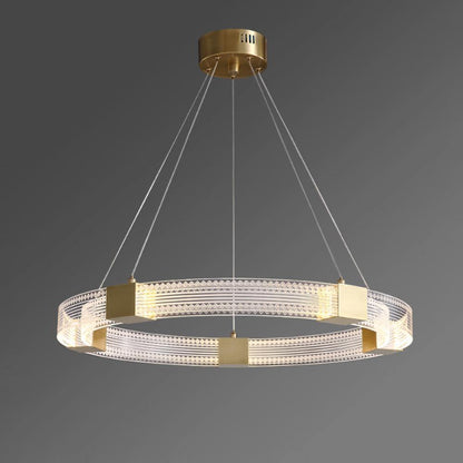 Modern Parallel Ring LED Chandelier with Dimmable Lighting & Energy Ef