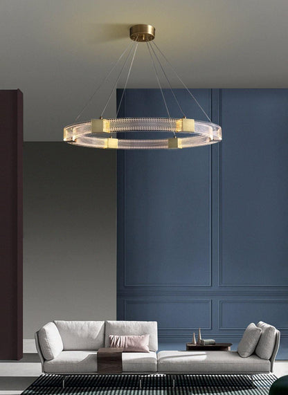 Modern Parallel Ring LED Chandelier with Dimmable Lighting & Energy Ef