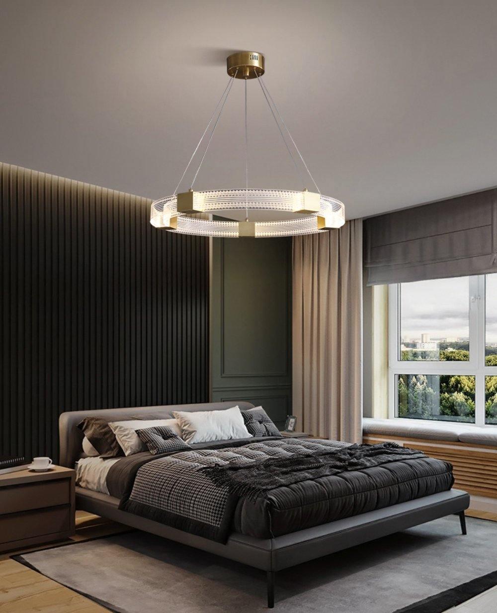 Modern Parallel Ring LED Chandelier with Dimmable Lighting & Energy Ef