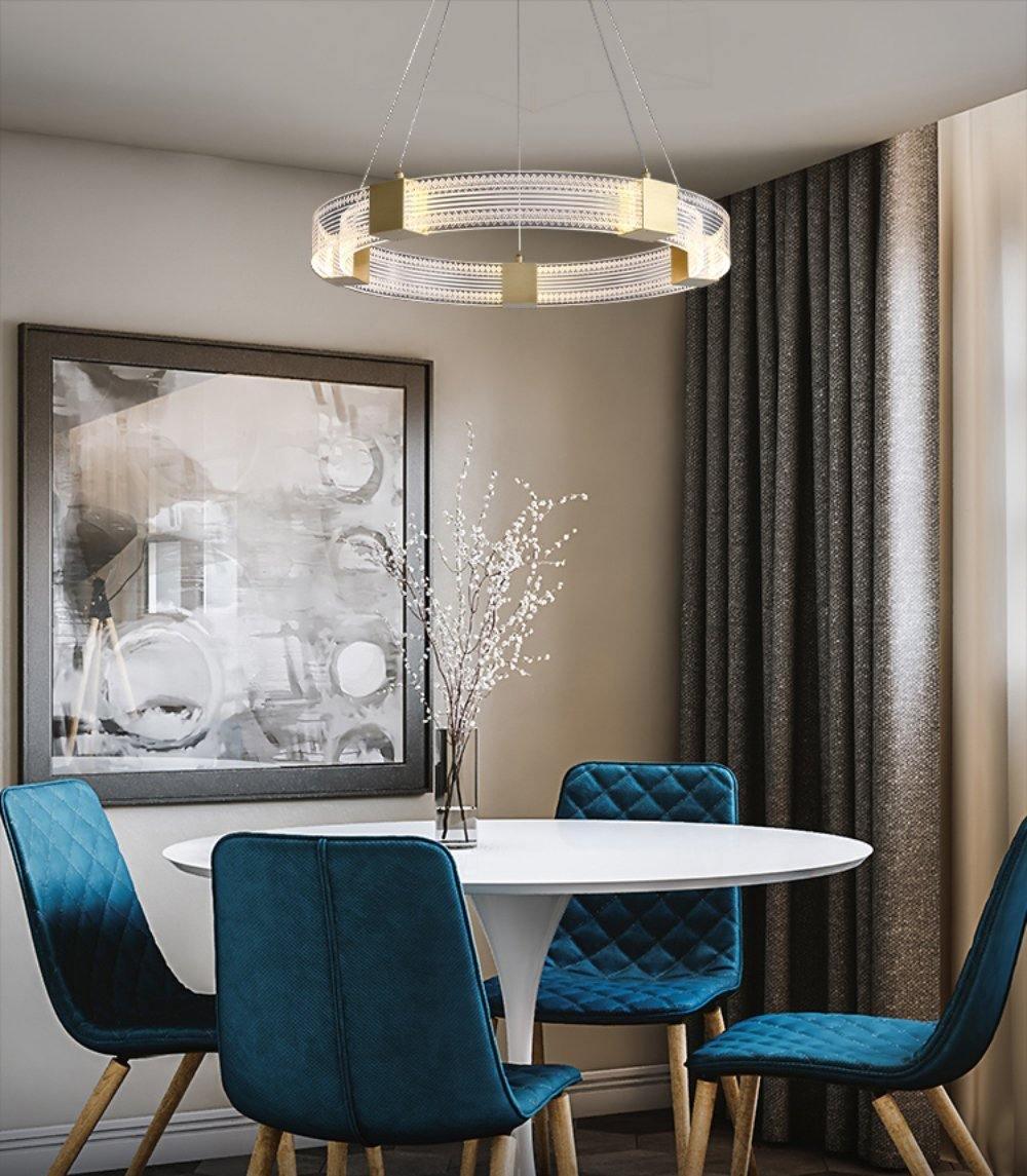 Modern Parallel Ring LED Chandelier with Dimmable Lighting & Energy Ef