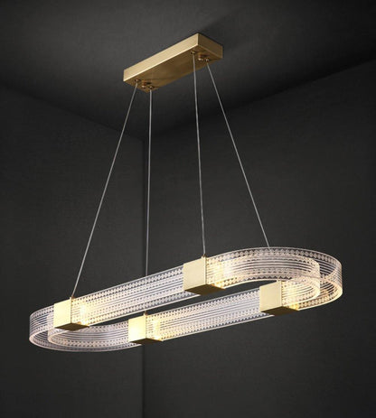 Modern Parallel Ring LED Chandelier with Dimmable Lighting & Energy Ef