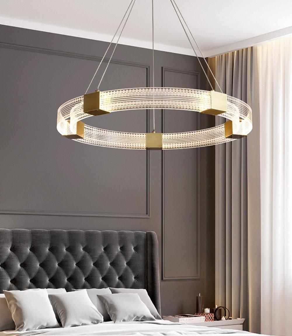 Modern Parallel Ring LED Chandelier with Dimmable Lighting & Energy Ef