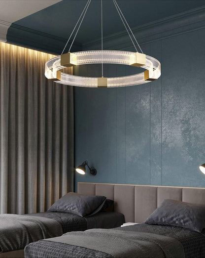Modern Parallel Ring LED Chandelier with Dimmable Lighting & Energy Ef