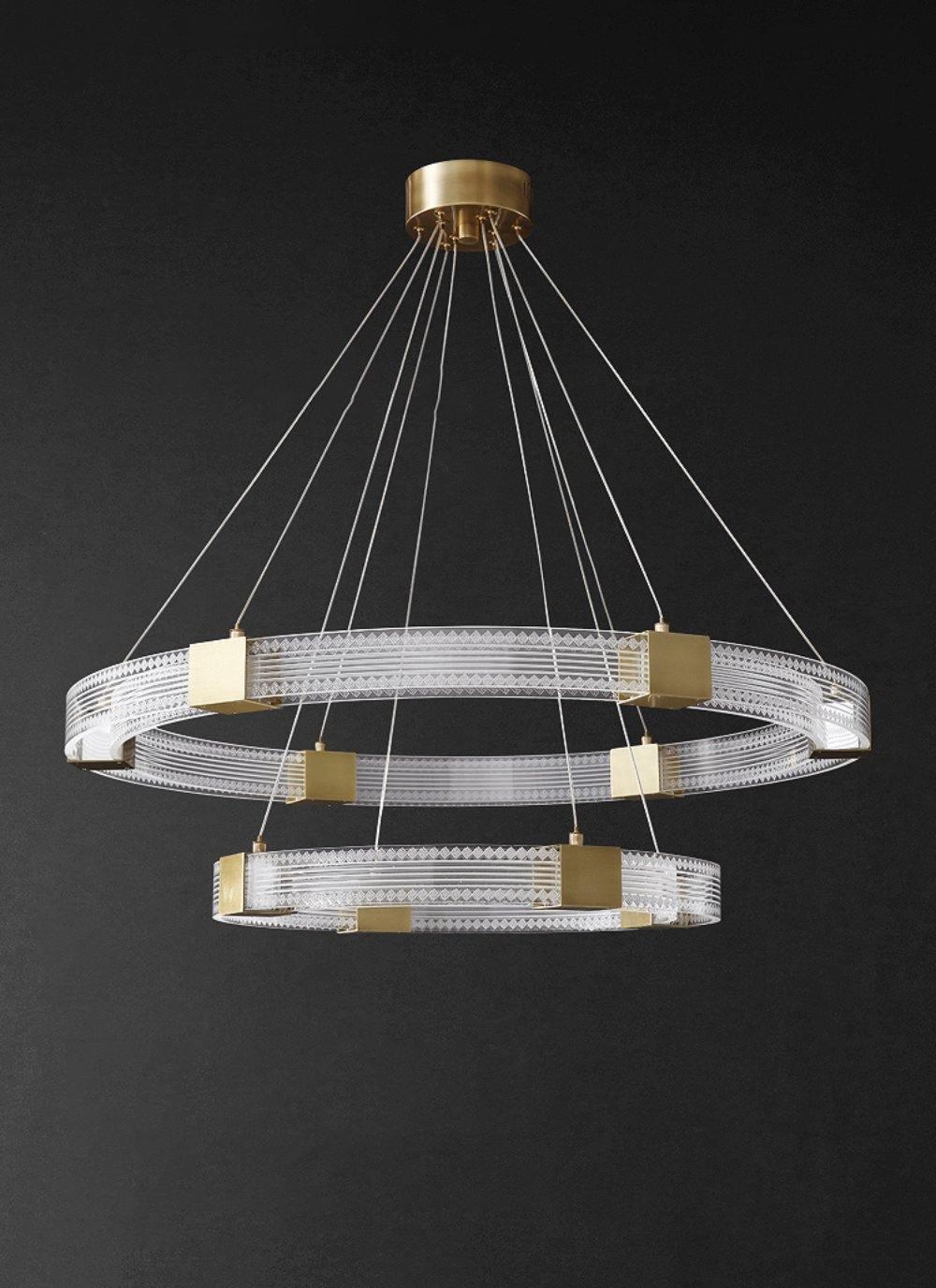 Modern Parallel Ring LED Chandelier with Dimmable Lighting & Energy Ef