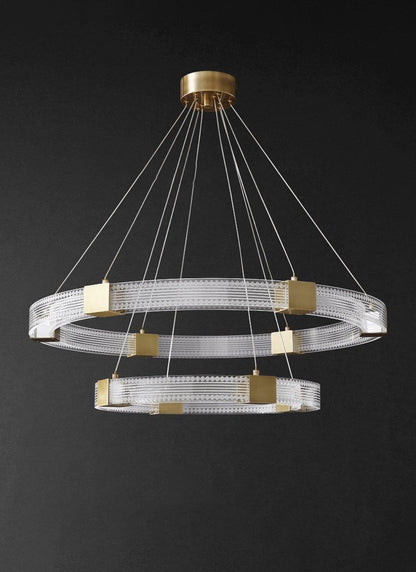 Modern Parallel Ring LED Chandelier with Dimmable Lighting & Energy Ef