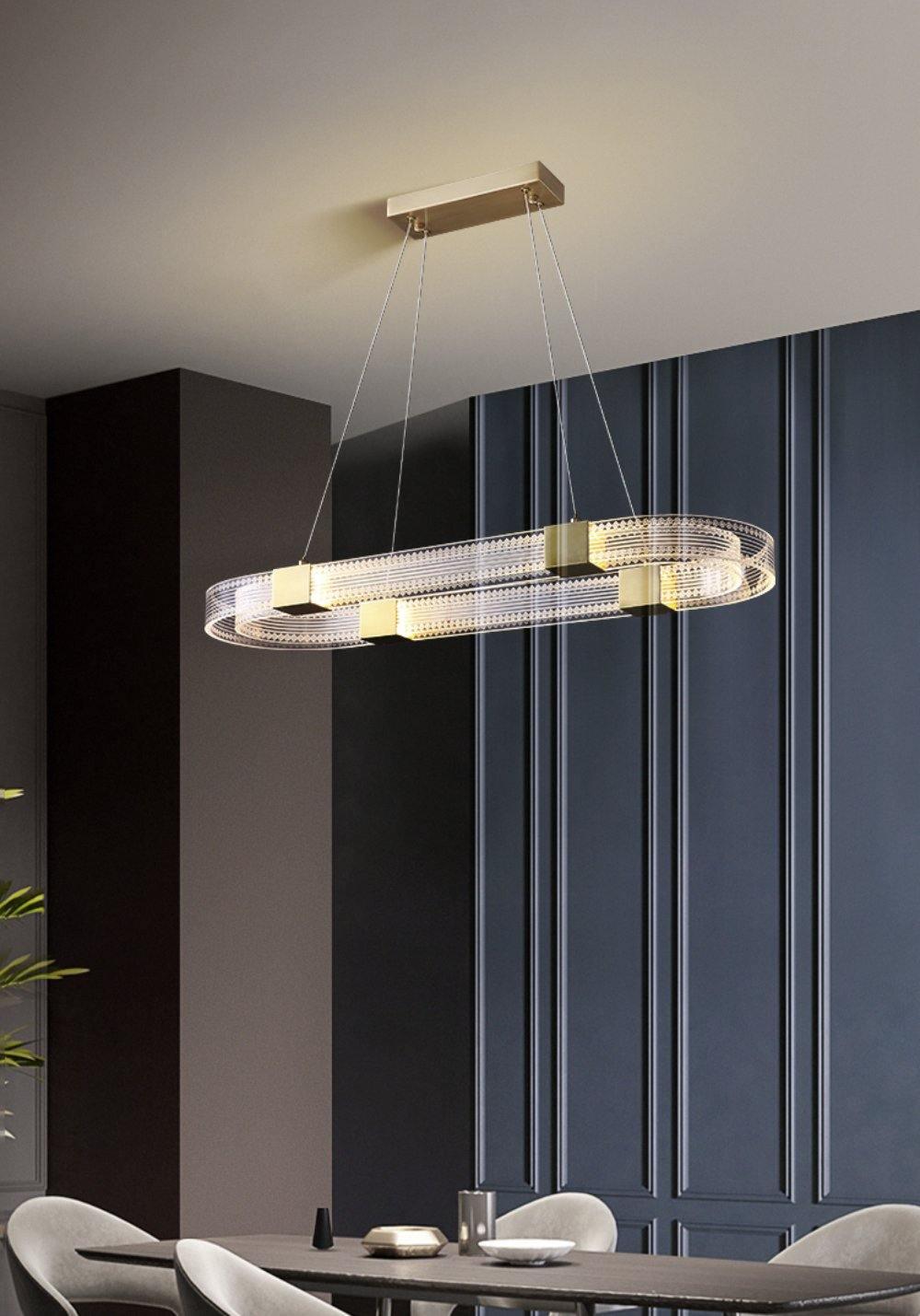 Modern Parallel Ring LED Chandelier with Dimmable Lighting & Energy Ef