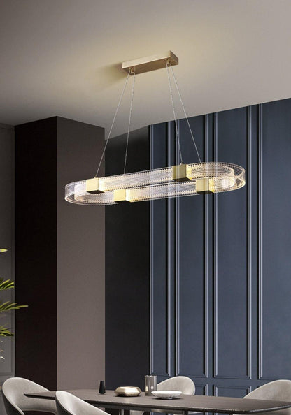 Modern Parallel Ring LED Chandelier with Dimmable Lighting & Energy Ef