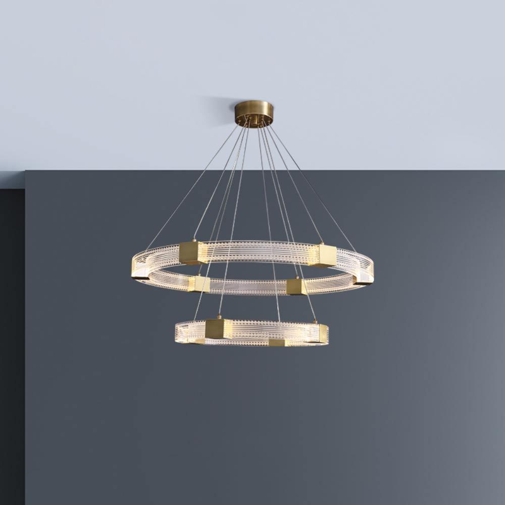 Modern Parallel Ring LED Chandelier with Dimmable Lighting & Energy Ef