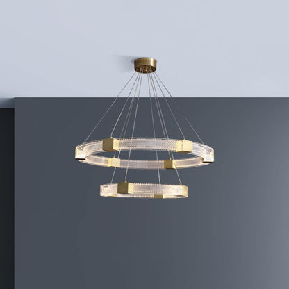 Modern Parallel Ring LED Chandelier with Dimmable Lighting & Energy Ef