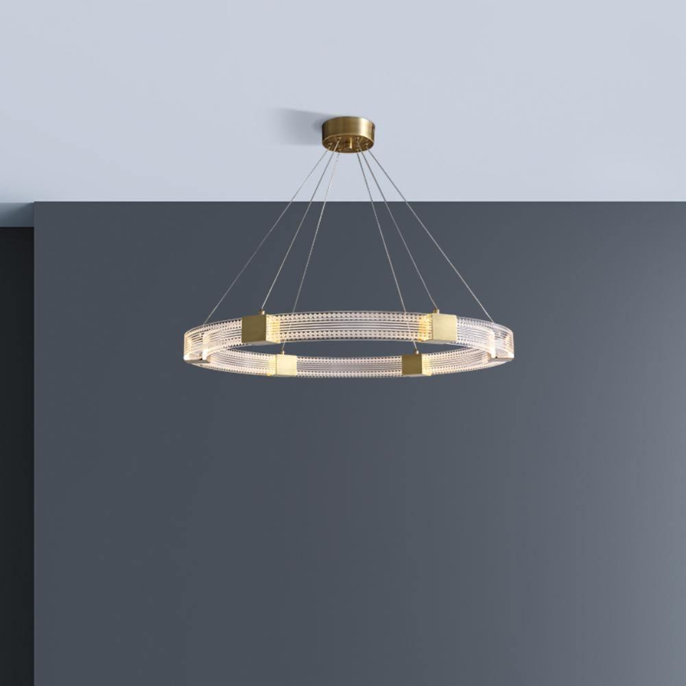 Modern Parallel Ring LED Chandelier with Dimmable Lighting & Energy Ef