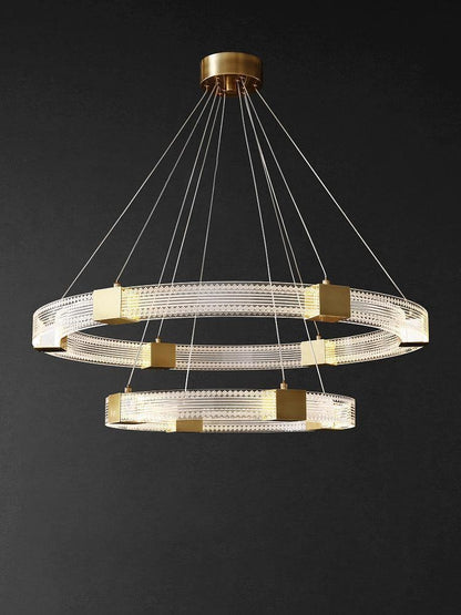 Modern Parallel Ring LED Chandelier with Dimmable Lighting & Energy Ef
