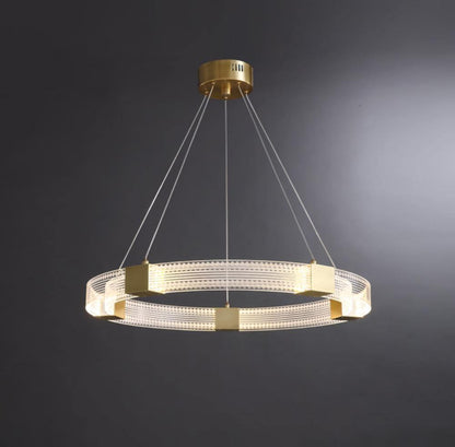 Modern Parallel Ring LED Chandelier with Dimmable Lighting & Energy Ef