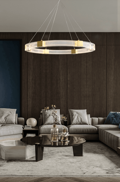 Modern Parallel Ring LED Chandelier with Dimmable Lighting & Energy Ef
