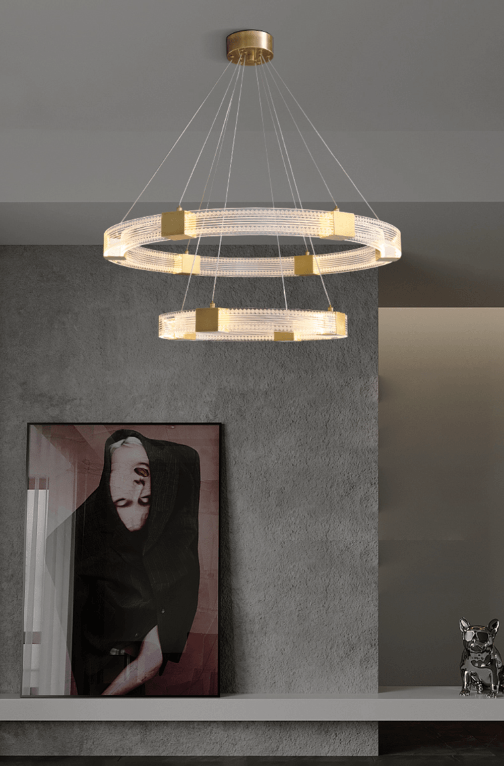 Modern Parallel Ring LED Chandelier with Dimmable Lighting & Energy Ef