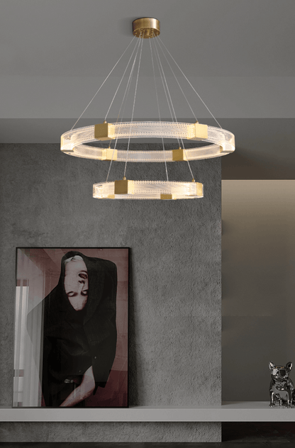 Modern Parallel Ring LED Chandelier with Dimmable Lighting & Energy Ef