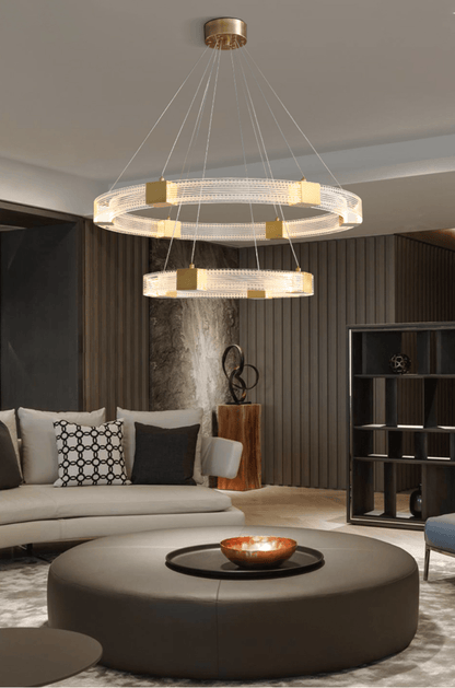 Modern Parallel Ring LED Chandelier with Dimmable Lighting & Energy Ef
