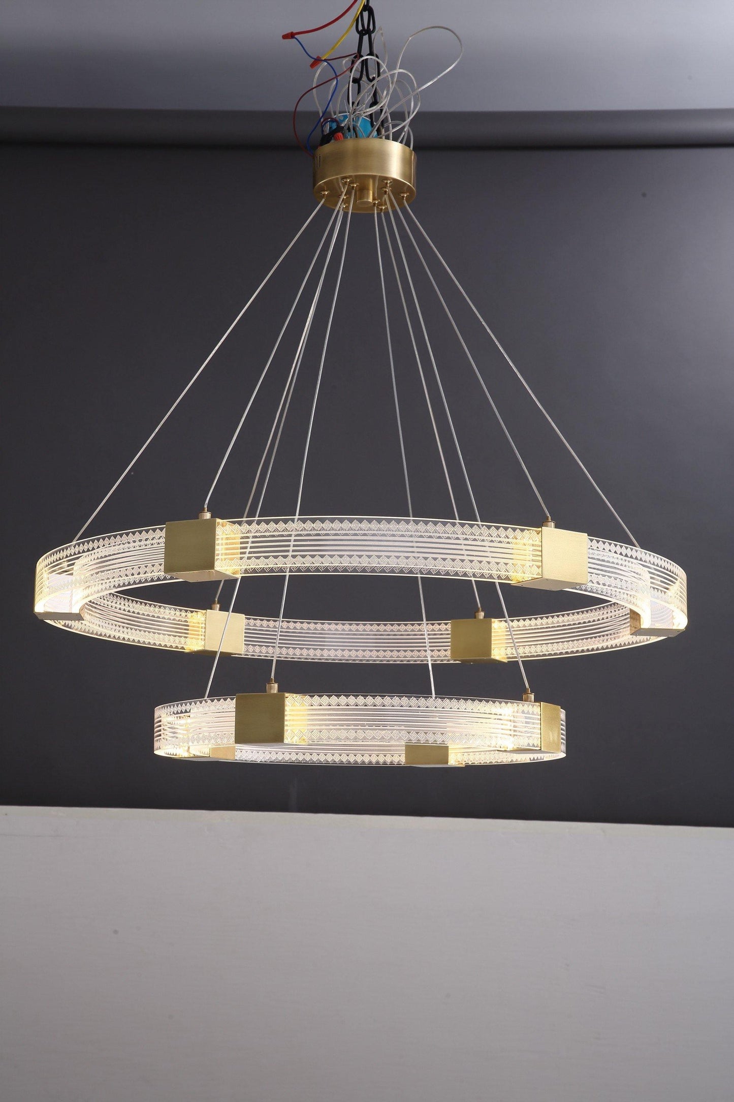 Modern Parallel Ring LED Chandelier with Dimmable Lighting & Energy Ef