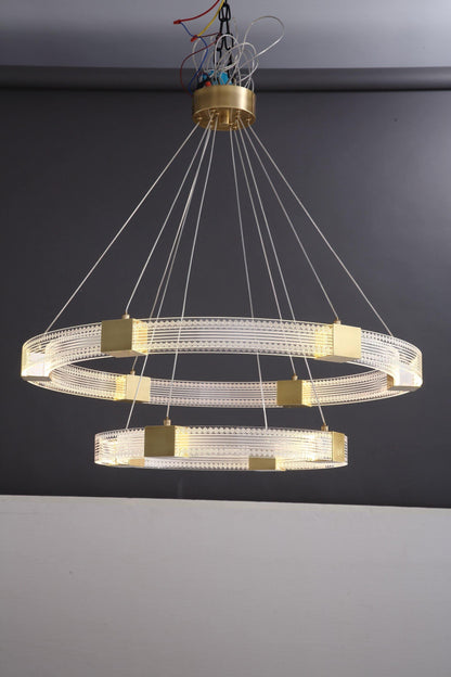 Modern Parallel Ring LED Chandelier with Dimmable Lighting & Energy Ef