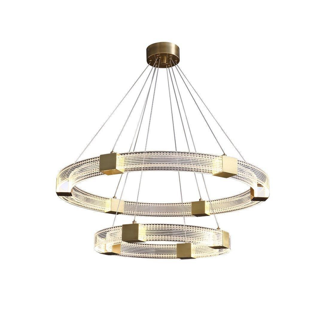 Modern Parallel Ring LED Chandelier with Dimmable Lighting & Energy Ef