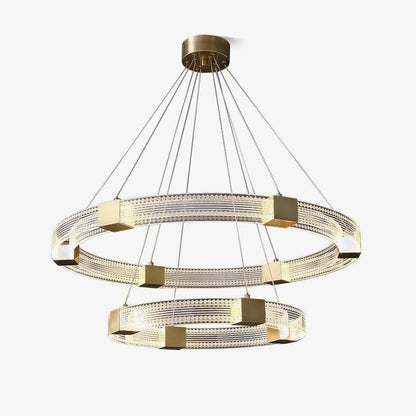 Modern Parallel Ring LED Chandelier with Dimmable Lighting & Energy Ef