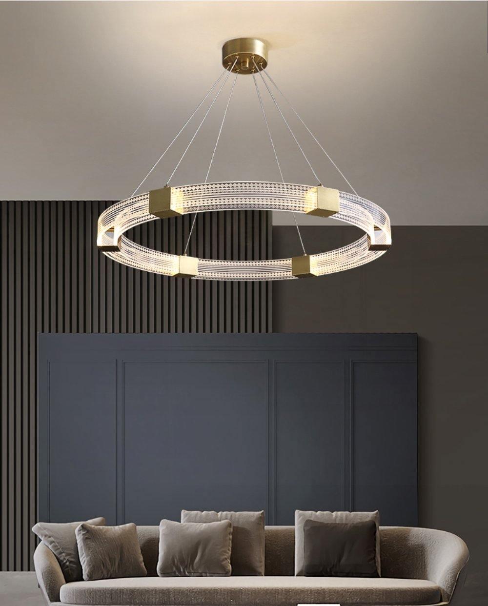 Modern Parallel Ring LED Chandelier with Dimmable Lighting & Energy Ef